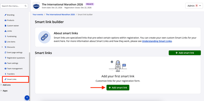 Smart link builder step 1